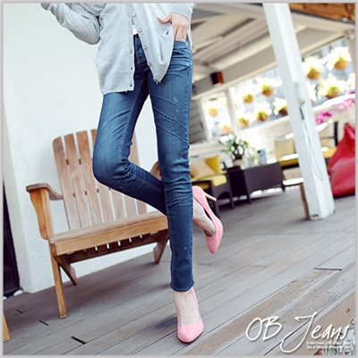 0217新品 No.1百搭款~嚴選韓版人氣爆瘦微刷破牛仔窄管褲
