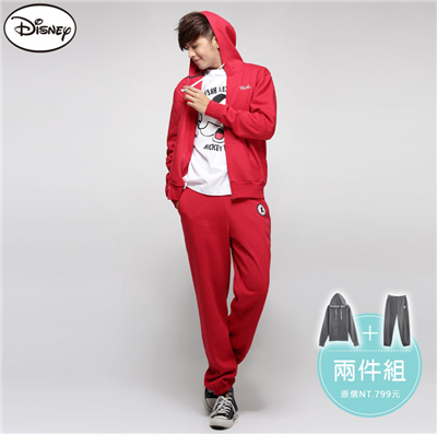 迪士尼厚刷毛系列~米奇背面外套+長褲套裝~男3色-aw
