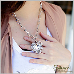 戀愛時分~大愛心亮鑽造型墜飾鎖鍊項鍊