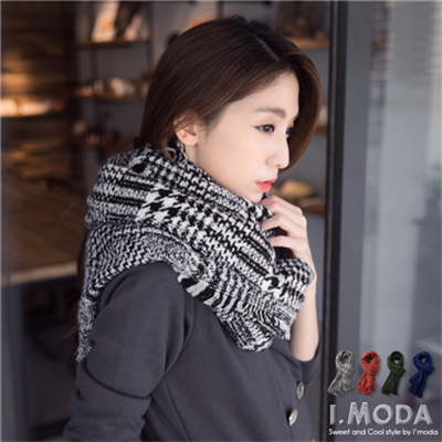 0212新品 時髦質感~雙色千鳥格紋舒適溫暖圍巾．4色