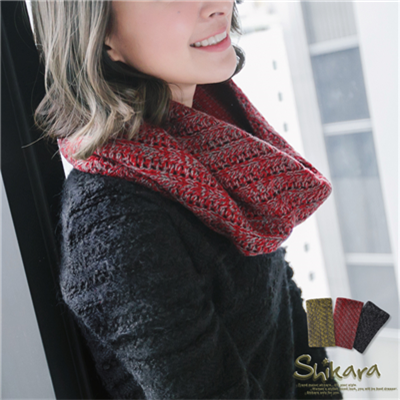 0130新品 輕暖格調~質感雙色混編針織圍脖．3色
