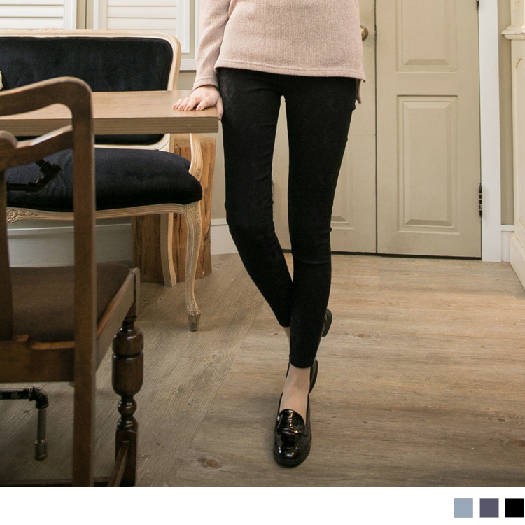 唯ob模特兒美綺麗~立體繡紋質感彈性面料長褲．3色