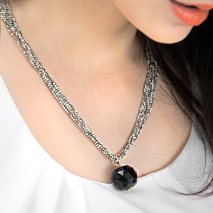 高尚個性~黑色珠飾MIX多層次obdesign taiwan線條感項鍊．2色