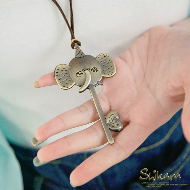 可愛滿分~大象鑰匙造型墬飾ob 搖粒絨皮鍊