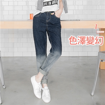 0622新品 漸層刷色直筒牛仔褲