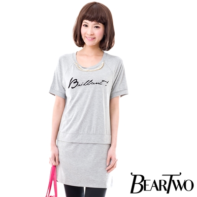 BearTwo 字母勾勒短袖洋裝 (共二色)