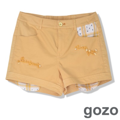 GOZO英文字刺繡塗鴉顯瘦短褲(2色)