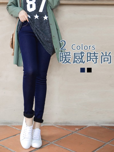 親子裝系列~超溫暖內刷毛仿牛仔長褲‧女2色
