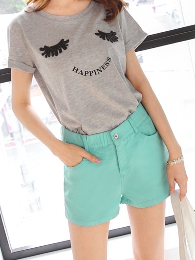 百搭純色水洗彈性面料短褲．8色