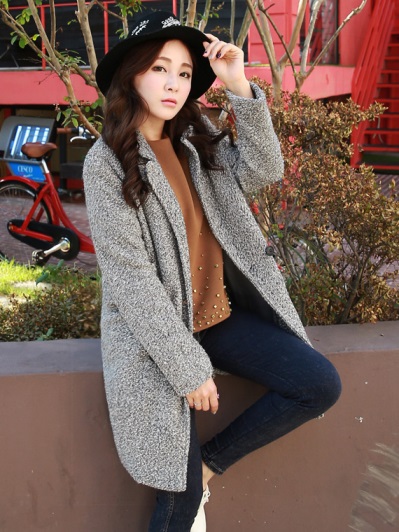 混羊毛雙排釦質感保暖長版大衣．2色
