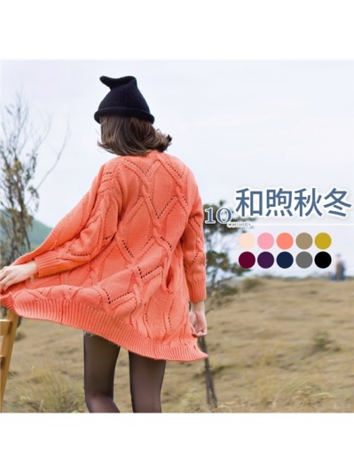 和煦氛圍~韓系粗針織修身長版外套．10色