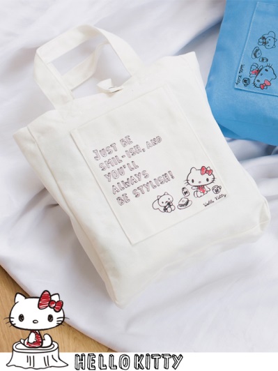 野餐系列~台灣製造KITTY字母印圖帆布包
