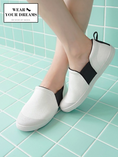 台灣製造~透氣布面側邊彈性織帶懶人休閒鞋．3色
