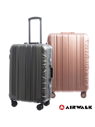AIRWALK -金屬森林木絲鋁框復古壓扣行李箱ABS+PC鋁框箱20吋-共2色