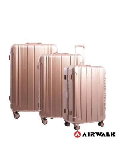 AIRWALK -金屬森林木絲鋁框復古壓扣行李箱ABS+PC鋁框箱3件組-共2色