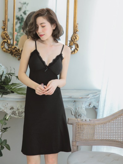 質感蕾絲拼接細肩帶性感睡衣 連身裙 Ob嚴選品牌旗艦店