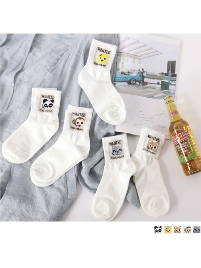 韓國趣味動物圖案螺紋襪口短筒襪．5色